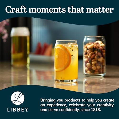 Libbey Classic Can Shaped Drinking Glasses Set of 4, Clear Kitchen Glass Tumbler, 16 Oz, Dishwasher Safe Glass Cups Set for Beverages and Cocktails - Image 6
