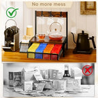 DGWJSU Tea Bag Organizer, Wood Tea Organizer and Storage Cheast, Tea Bag Holder with Storage Drawer, 4 Hooks for Tea Cups Holder, Tea Station Chest Display Container Box for Countertop Kitchen - Image 5