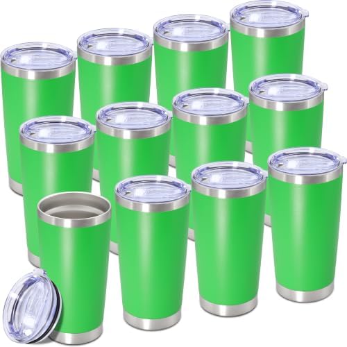 20oz Tumbler Insulated Tumblers Vacuum Coffee Mug with Lid Green 12Pack by Unknown