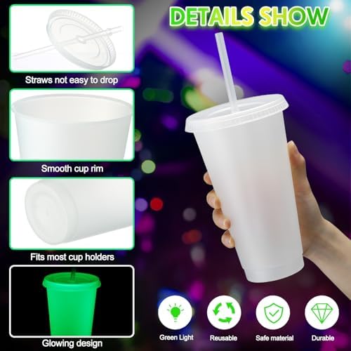 Honeydak 60 Pack 24 oz Glow in the Dark Halloween Cups, Fluorescent Green - Image 2