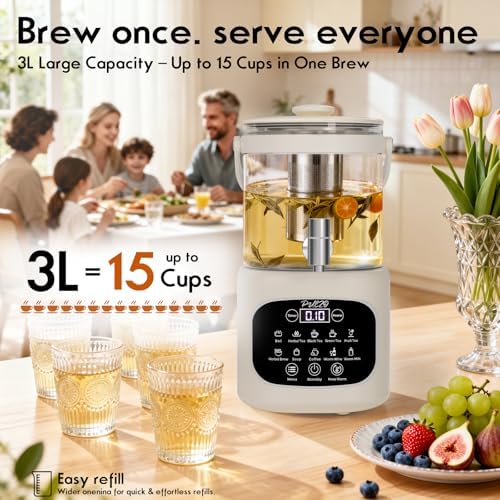 PULZO 3L Electric Kettle with Tap & Tea Infuser, Multi-functional Glass Beverage Dispenser, 6/24H Keep Warm, Temperature Control, Power Adjustment, Portable Beverage Machine for Indoor Outdoor - Image 3