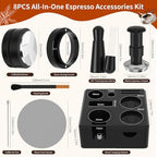 8 PCS Espresso Accessories Kit,54mm Espresso Tamper,Includes WDT Tool,Tamping Station,Dosing Funnel,Distributor,Puck Screen,Stirrer,Brush,Latte Art Pen,Barista Kit - Image 2