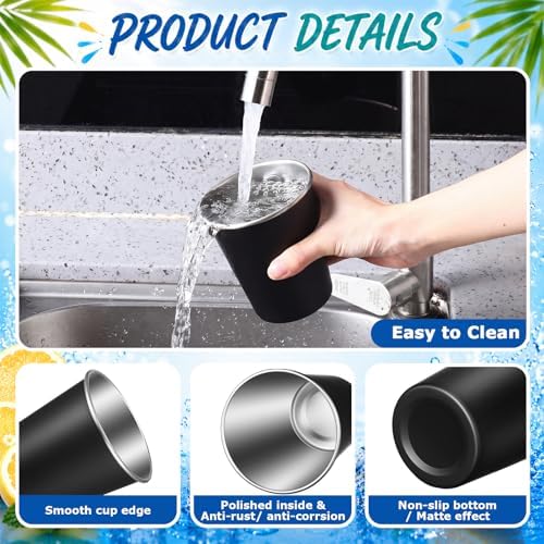 Mimorou 20 Pack 8 oz Stainless Steel Cups Metal Cup, Black - Image 3
