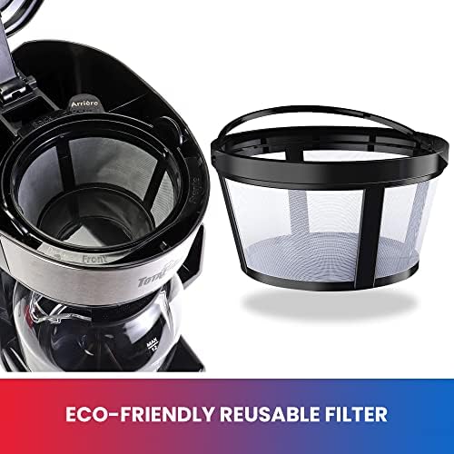 Total Chef TCCM06 Programmable Coffee Maker Stainless Steel with 12-Cup Glass Carafe, LCD Display, Reusable Basket Filter Easy Cleanup Built in Water-Level Indicator, Countertop, Black/Gray - Image 5
