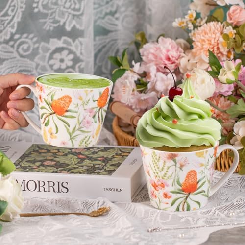KAMMAK Bone China Coffee Mugs, 16oz Ceramic Tea Cups, Set of 2 - Image 4