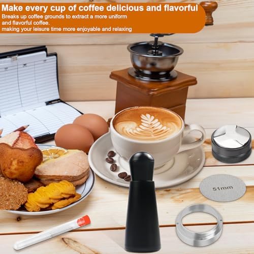 51mm Espresso Accessories Kit, Espresso Distributor, Dosing Funnel and Puck Screen Set, WDT Tool Espresso, Coffee Tamper Espresso Machine Accessories for 51 mm Portafilter Barista Tools - Image 7