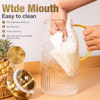 Amzcku Glass Pitcher with Lid 68oz 2L Vintage Water Carafe Beverage 2Pack - Image 5