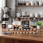 Coffee Bar Decor, 8 PCS Coffee Decorations for Table Tiered Tray Shelf - Image 7