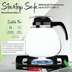 Simax Glassware 2.5 Quart Glass Teapot | Short Spout, Stay Cool Plastic Handle and Lid, Stovetop and Dishwasher Safe, Heat, Cold, and Thermal Shock Resistant Borosilicate Glass - Image 3