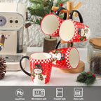 HASENSE Christmas Coffee Mugs Set of 4, 16oz Ceramic Coffee Cups with Handle for Tea, Soup, Latte, Hot Cocoa & Milk, Large Latte Cups Perfect for Holiday Gift, Dishwasher and Microwave Safe, Red - Image 3
