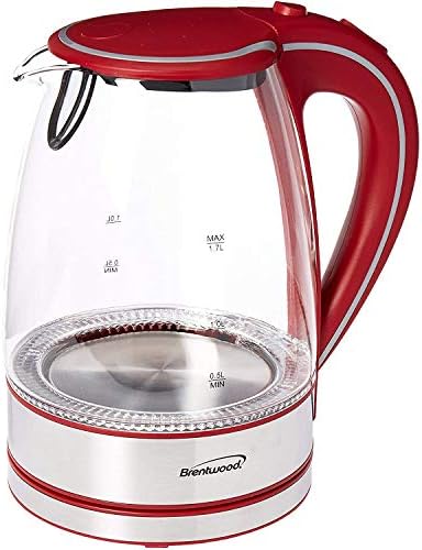 Brentwood Appliances KT-1900R Tempered Glass Tea Kettles, 1.7-Liter, Red by BrentwoodAppliances