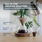 ovalware Pour Over Coffee Dripper Maker Paperless Stainless Steel Filter, Precision Measuring Cup and Carafe with Double Wall Single Lip Insulated Glass Minimalistic Double Wall Drinkimg Mug - Image 4