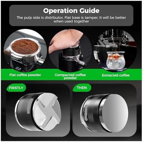 Coffee Tamper, 2 In 1 Adjustable Depth Espresso Distributor Tool Fit For 51/54/58mm Bottomless Portafilter(58.35mm fits 58mm,Silver) - Image 5