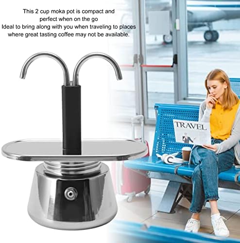 GOWENIC 2 Cup Stovetop Espresso Maker, Pot Classic Italian Coffee Maker Espresso Maker Stovetop, 100ML Double Stainless Steel, DIY Conduit Coffee Pot - Image 2