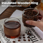Reallnaive 16 Pieces 5 oz Espresso Cups with Wooden Ring High Borosilicate Espresso Shot Glass Small Glass Coffee Cups Coffee Accessories Enjoying Tea Latte for Office Cafes Home(Clear) - Image 2