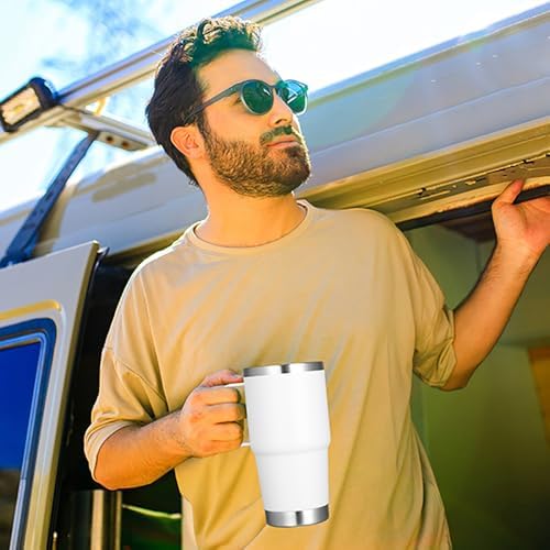 VEGOND 20 oz Tumbler Bulk with Handle Lid and Straw, Stainless Steel Insulated Travel Coffee Mug Set, Spill Proof Double Wall Metal Tumblers Cups, White 6 Pack - Image 6