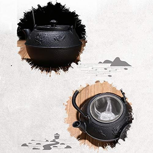 Classic tea kettle, Cast Iron Teapot,Japanese Tetsubin Tea Kettle Set, Cast Iron Teapot with Stainless Steel Infuser, Black 1200ml - Image 6