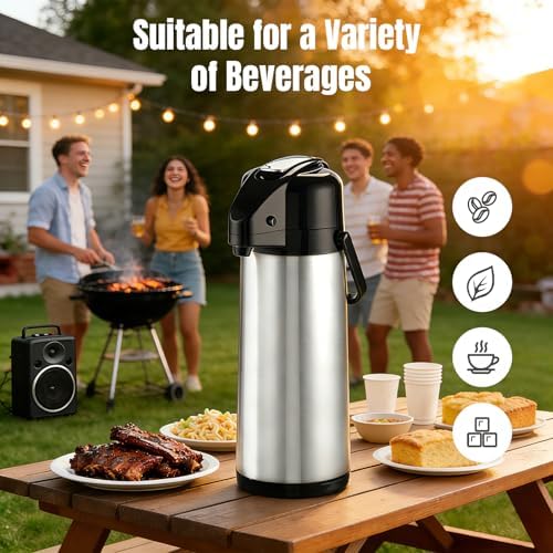 Coffee Carafe, 102 fl oz/3 L Airpot Coffee Dispenser with Pump - Image 6