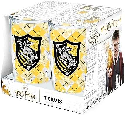 Tervis Harry Potter Hufflepuff Collection Made in USA Double Walled Insulated Tumbler Travel Cup Keeps Drinks Cold & Hot, 16oz - 4pk, Hufflepuff by TervisTumblerCompany