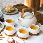 ZENS Japanese Tea Set with 4 Cups, 27oz Ceramic Infuser Pot for Loose Tea - Image 6