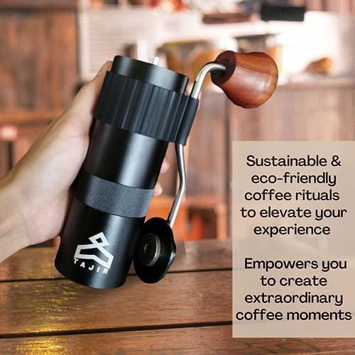 Tajir Premium Manual Coffee Grinder with Stainless Steel Conical Burr and Aluminum body, and Adjustable Settings for Pour Over | French Press | Espresso | Cold Brew, great for home use, travel, gifts. - Image 6