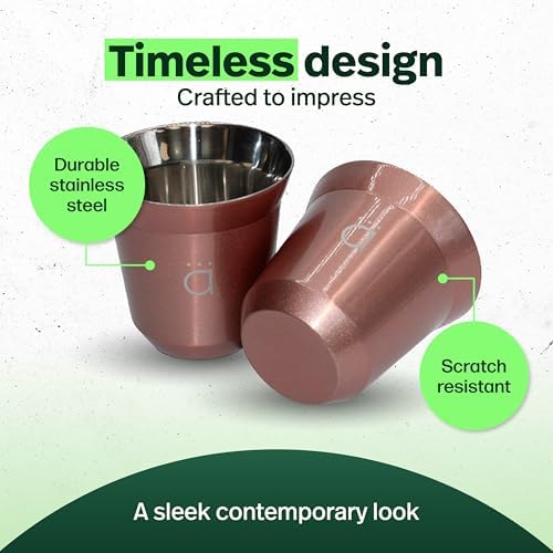Kalmateh Heat Resistant Espresso Cups Set of 4 – Double Wall Insulated Stainless Steel Espresso Cup Set – Unbreakable 2.7oz / 80ml Demitasse Coffee Cups - Image 4