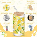 6 Sets 16 oz Lemon Glass Cups with Lids and Straws Party - Image 6