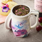 Tea Forte Ceramic Fiore Tea Cup with Infuser, Verbena Blossom, 14 oz - Image 2