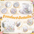 Pickmesh 252 Pcs Baby in Bloom Tea Party Supplies for 36 Guests Wildflower Paper Disposable Dinnerware Flower Teacup with Handle and Saucers Set for Tea Party Decorations Birthday Baby Shower Wedding - Image 3