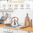 Stainless Steel Tea Kettle for Stove Top Teakettles Stovetop Whistling with Heat Proof Ergonomic Handle 2.5 Quart - Image 4