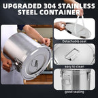 33L/8.7 Gal 304 Stainless Steel Containers with Lids 1116 Oz Airtight Containers with Lids and Lock Hole 304 Stainless Steel Container with Lid for Storage 304 Airtight Stainless Bucket - Image 4