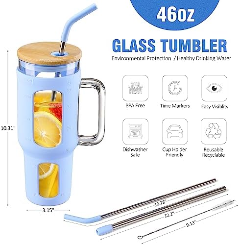 WINSA 46 oz Glass Tumbler with Lid and Straw & 40 oz Glass Tumbler with Lid and Straw Bundle - Image 4