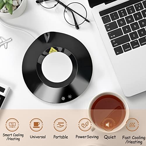 Yoidesu Cup Cooler Coffee Warmer, 2 in 1 Beverage Warmer and Drink Cooler, -3℃- 65 ℃ USB Heating and Cooling Mat Coffee Tea Beverage Cans Cooler & Warmer Heater Chilling Coasters(Black) - Image 2