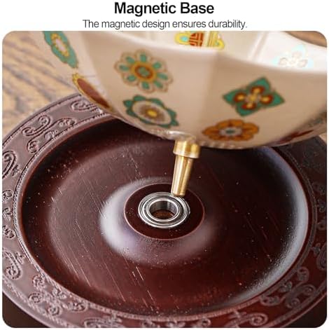 Ceramic Umbrella Tea Infuser, Rotating Loose Leaf Filter with Magnetic Wood Stand, Extra Fine Mesh Tea Strainer, for Kung Fu/Coffee/Brewing(White) - Image 6
