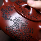 Tea Kettle Creative Purple Clay Hand-Carved Plum Blossom Teapot Home Desktop Tea Infuser Ceramic Tea Infuser - Image 3