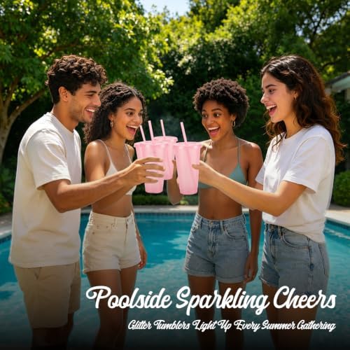 36 Pcs Pink Tumblers with Straw & Lid - 24oz Coffee Cups - Image 6