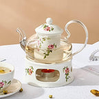 Glass Tea Pot Warmer Set 22oz Glass Teapot with Removable Loose Tea Infuser and Candle Holder Warmer Heating Base Elegant Teapot Gift Set Stovetop Safe Kettle,Style 4-7.,Style 5-7.67 x 8.68 inch - Image 4