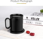 Smart Coffee Ceramic Mug Warmer & Phone Charger 18W | 2-in-1 Waterproof Design | 55℃ Electric Heating Ceramic Mug Perfect for Office Desk Ideal for Gifting, Free Pen (Black) - Image 4