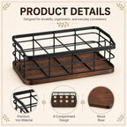 SiliFine 8 Compartments Tea Bag Organizer, Metal Wire with Wooden Base - Image 3