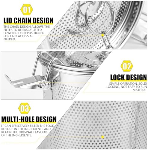Stainless Steel Spice Filter Seasoning Strainer Cooking Spice Filter Loose Leaf Tea Infuser for Home Restaurant, 6.3x6.8 Inch - Image 3