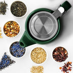 ORNA Ceramic Teapot with Tea Infuser – Small Tea Pot for Loose Leaf Tea – 550ml / 18.6 Oz Porcelain Teapot for 2 Cups with Tea Strainer (Forest Green) - Image 6