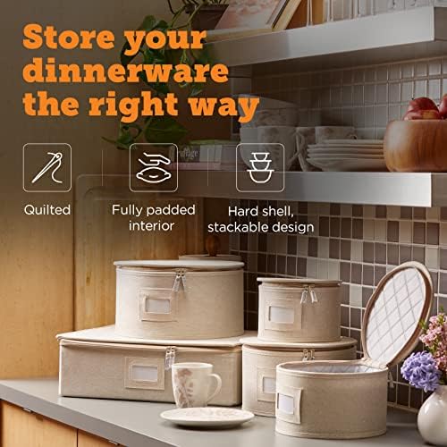 storageLAB China Storage Containers, Containers for Organizing, Hard Shell Case, Felt Plate Dividers, Moving Supplies, Storage Box, Wine, Dishes, Glasses Storage, Charger Plates Storage Containers - Image 2