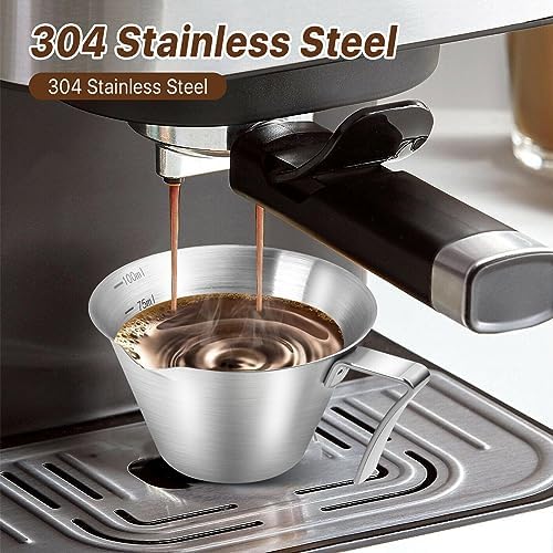8 Pack Espresso Shot Cups with Handle Espresso Measuring Cup Dishwasher Safe Stainless Steel Pouring Cup for Tomato Sauce|Steak Sauce|Dessert|Beverage (Matte Glossy) - Image 3