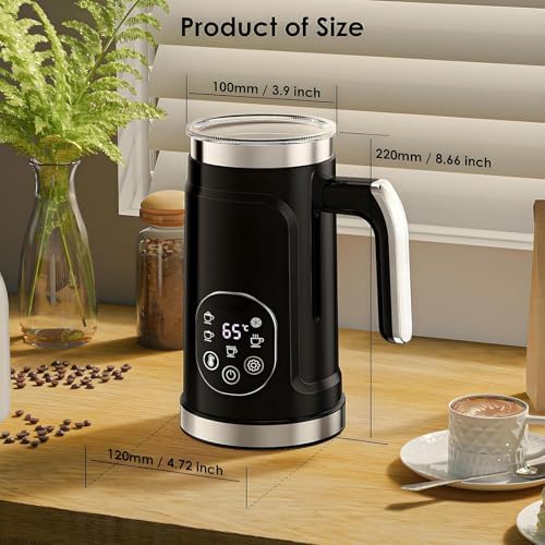 5-in-1 Milk Steamer and Frother, Electric Milk Frother, with LCD Display, Adjustable Temperature (45/55/65℃), Frothing Capacity 130ml, for Coffee, Latte, Cappuccino - Image 6
