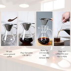 Pour Over Glass Coffee Maker, 13oz Borosilicate Glass Carafe - Image 4