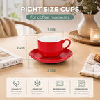 8 Ounce Cappuccino Cups Set of 4, Red - Image 2