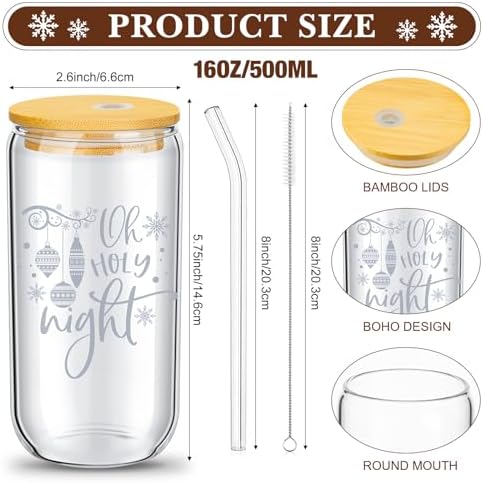 Umigy 12 Pack Christmas Glass Cups 16 oz Drinking Glasses,Cool Style - Image 2
