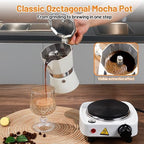 2-in-1 Aluminum Moka Pot Set with Electric Stove Classic - Image 3