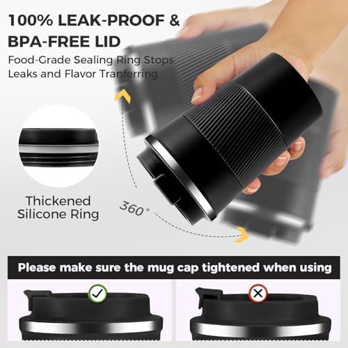 Volhoply 13 oz Stainless Steel Insulated Travel Coffee Mug with Fip Lid Bulk 8 Pack,Reusable Double Wall Vacuum Metal Coffee Cup,Portable Leak Proof Thermal Tumbler for Hot&Cold Drinks(Assort Color,8) - Image 4
