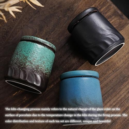 ELEFOCUS Ceramic Tea Canisters, Cat and Dog Ash Urn, Retro Style, for Living Room - Image 3
